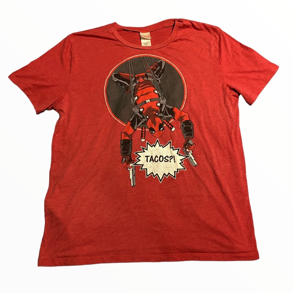 DEADPOOL "TACOS?" Marvel T-Shirt Men's Size XL - Red
